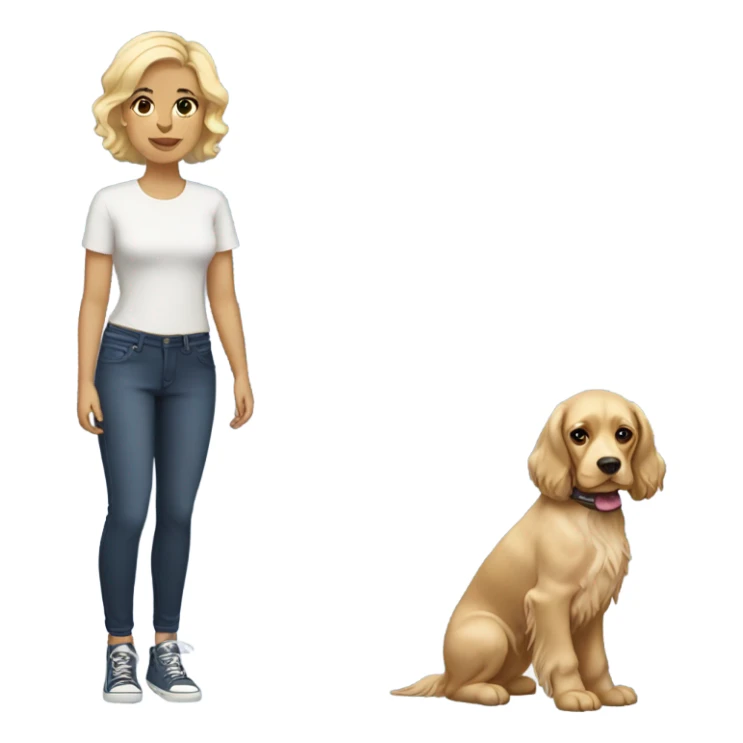 brunette girl short hair with blonde cocker spanielemoji
 sticker