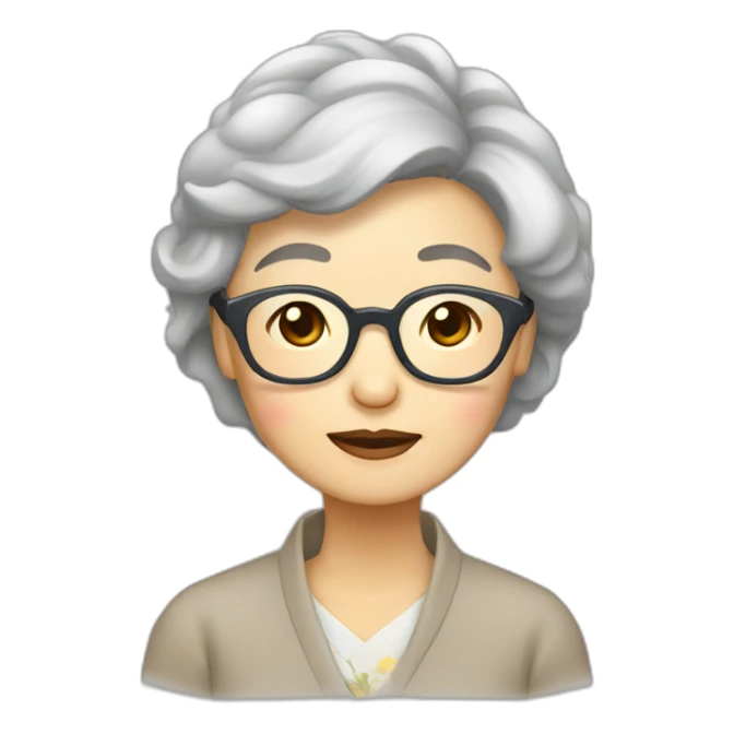 Chinese senior lady wear glasses with sleepylooks sticker