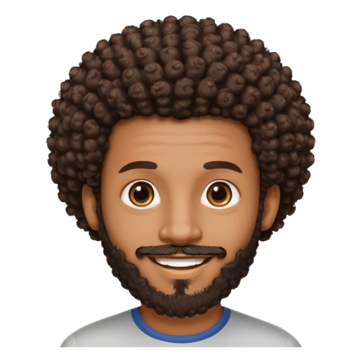 Medium brown skin man with beard and a tiny curly  Afro fade with dark dark brown eyes  sticker