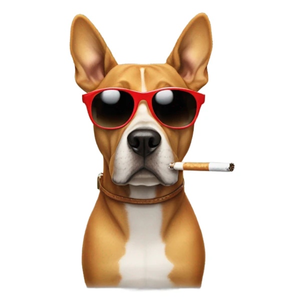 Dog wearing sunglasses and smoking cigarett sticker