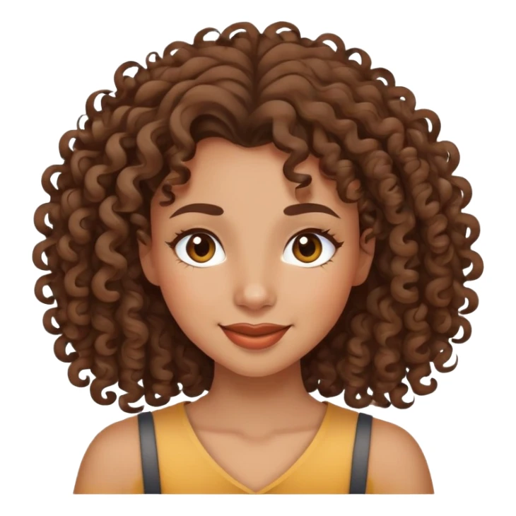mixed-race girl with curly brown hair, winking face sticker