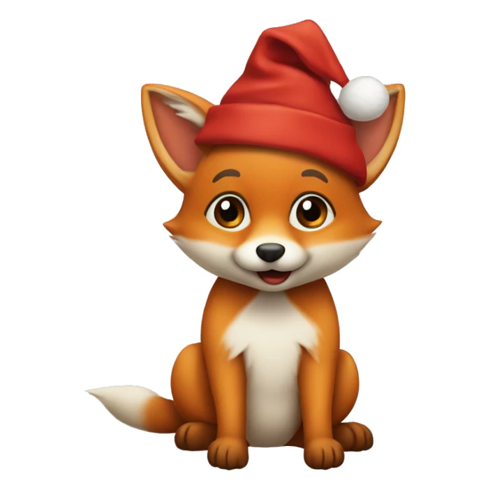 Baby Fuchs trägt weihnachtsmütze sticker