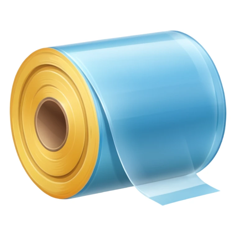 A long roll of transparent film wrapping, without yellow color  sticker