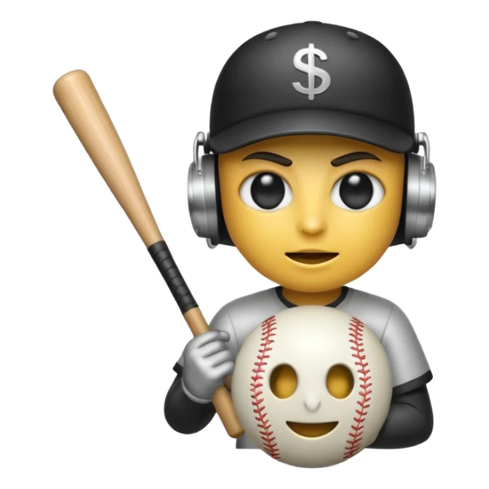Bomb emoji holding a baseball bat with money sign eyes sticker
