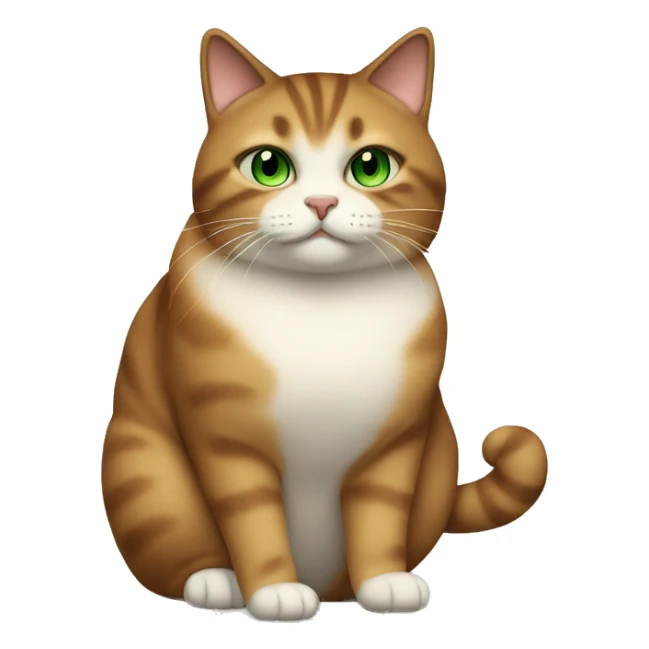 Fat Cat with green eyes brown and beige fur  sticker