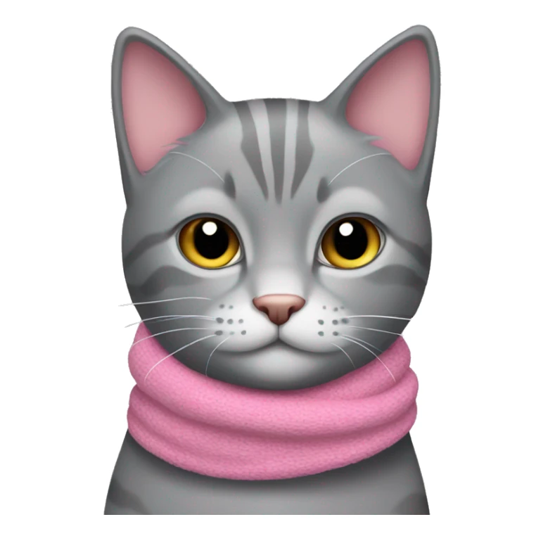 A grey cat with a pink scarf that is super cute  sticker