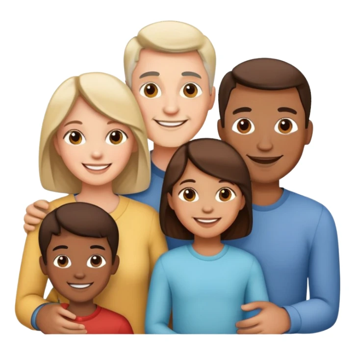 happy family with parents and two children smiling together sticker