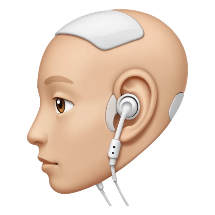 Close up of an ear wearing an earbud sticker