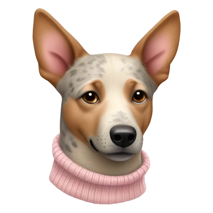 beige australian cattle dog wearing light pink sweater sticker