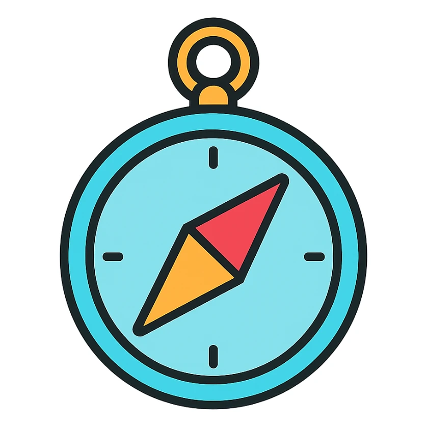 compass, lineal color outlined icon style, clean and professional sticker