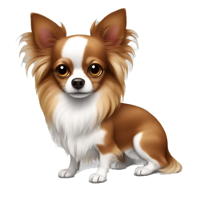 Long haired chihuahua white with reddish brown with sleepover sticker