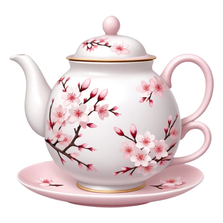 Cute Pastel pink and white Cherry Blossom Sakura Tea Porcelain Set sticker
