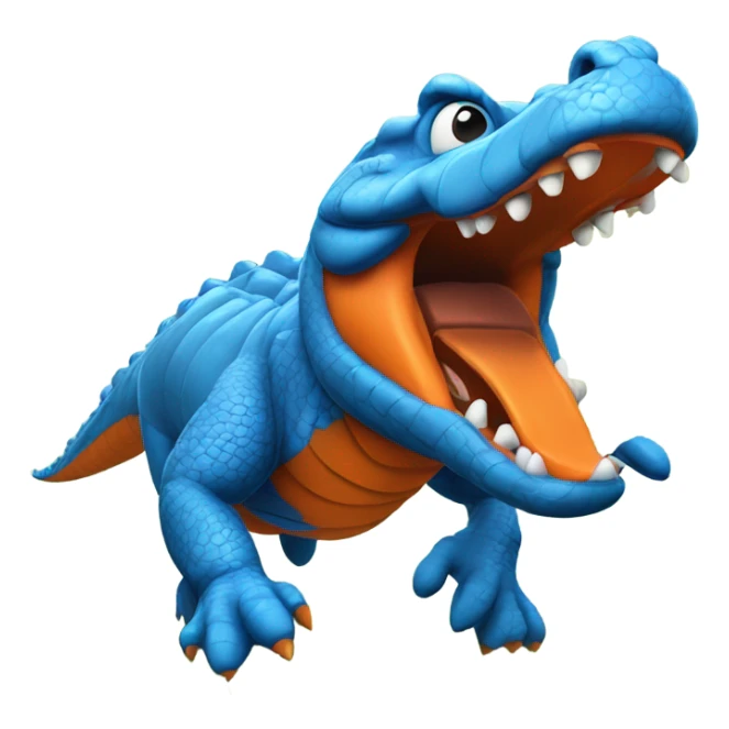 A blue and orange alligator running cross country sticker