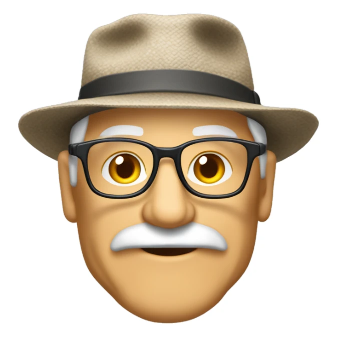 Mann, 67 Jahre, Vollbart, grau, Runde Brille, Halbglatze, Strohhut, Mayer, Panamahut sticker