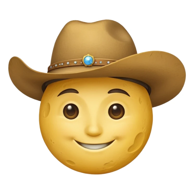 The smiling moon emoji with a cowboy hat on sticker