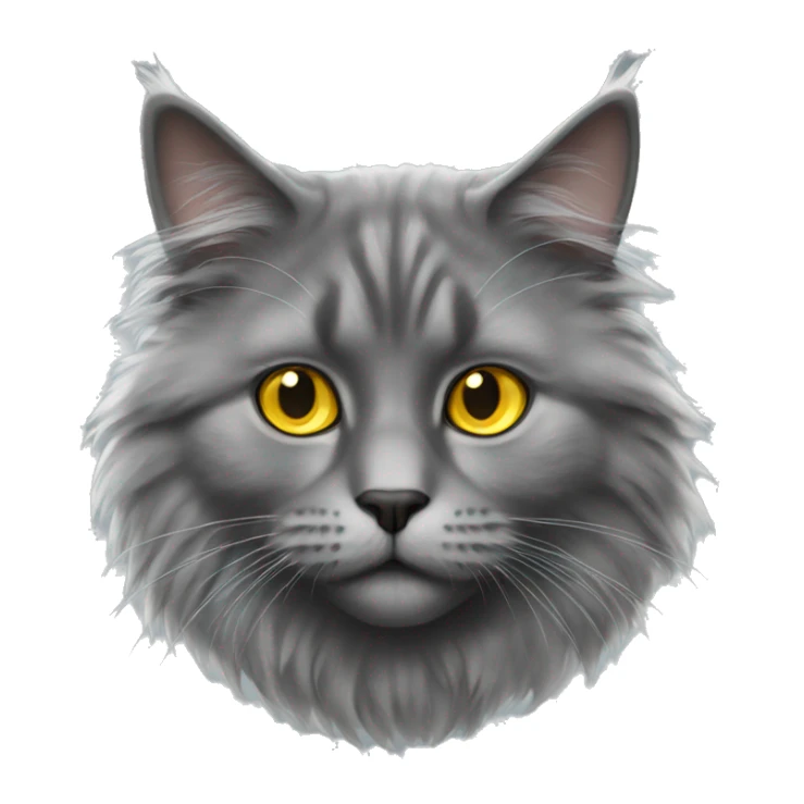 realistic grey fluffy cat with yellow eyes sticker