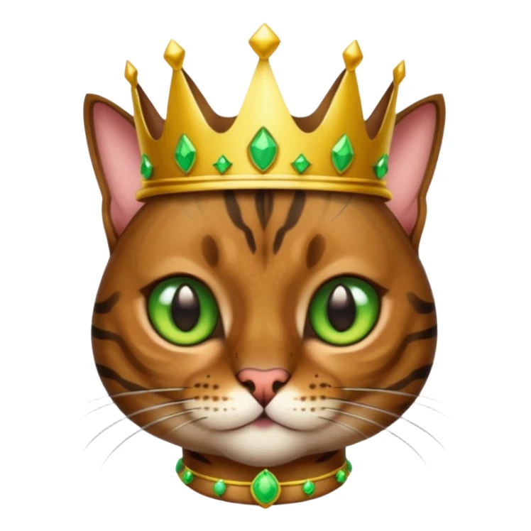 dark brown bengal cat with crown with green eyes sticker