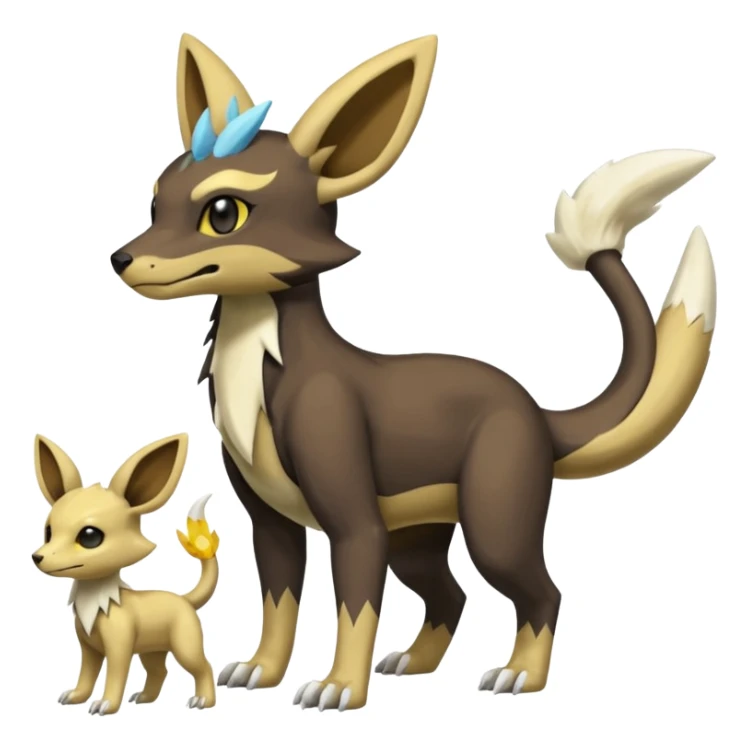 Manectric-Electrike-Cubone-Umbreon-Marowak-Draco-Fakémon-hybrid-creature (full body), 4 legs sticker