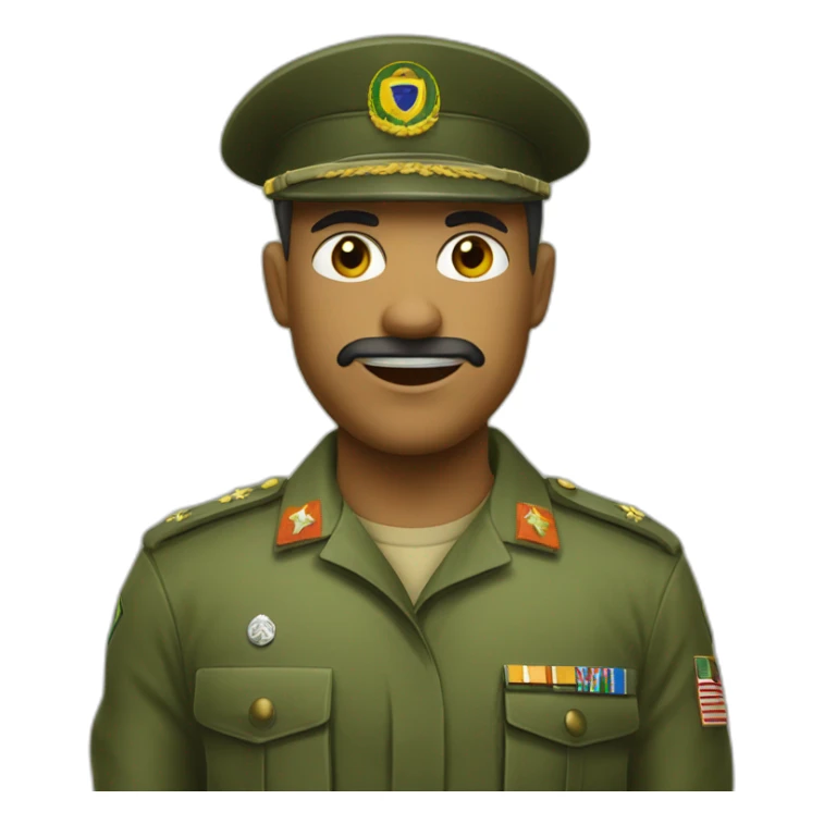 crie um emoji de um militar do exercito brasileiro irritado sticker