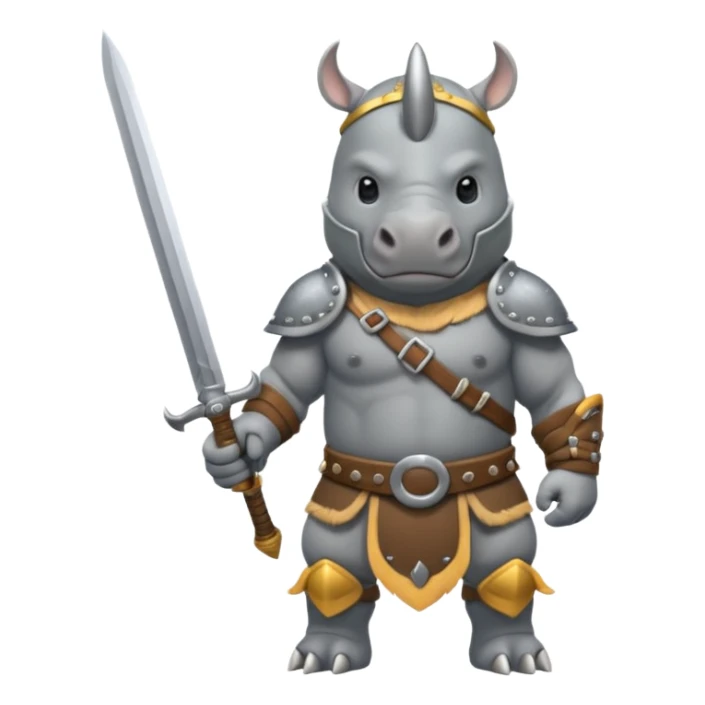 rhino with viking helmet and sword sticker