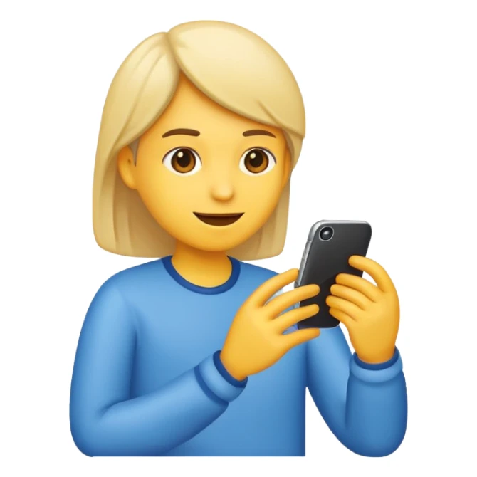 Emoji of a person typing on their smartphone. Simple emoji style, flat design, bright colors, thick outlines. sticker