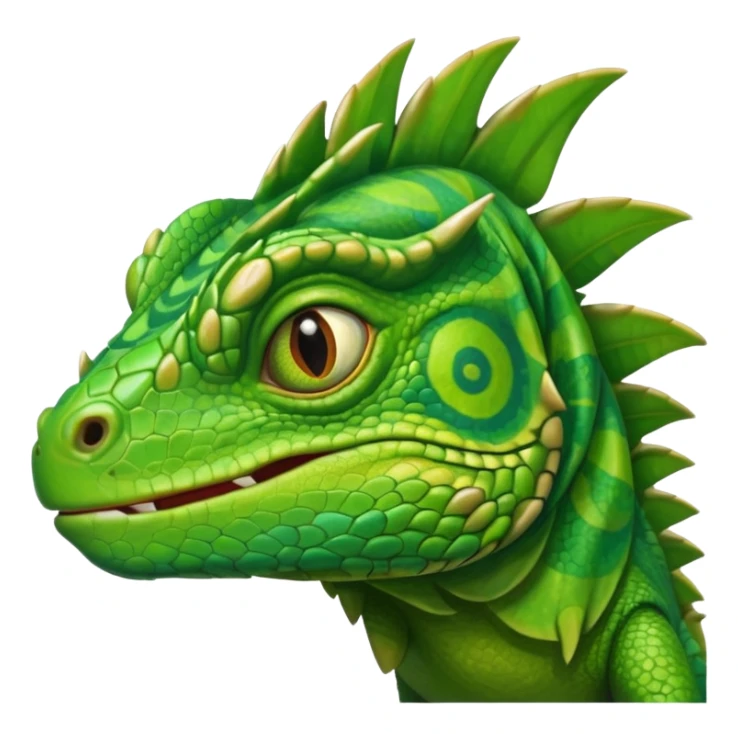 iguana's face dizzy with the eyes that have like swirls sticker
