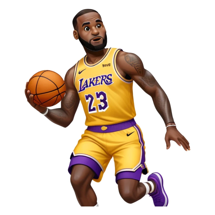 LeBron James basketball player in Lakers jersey dunking sticker