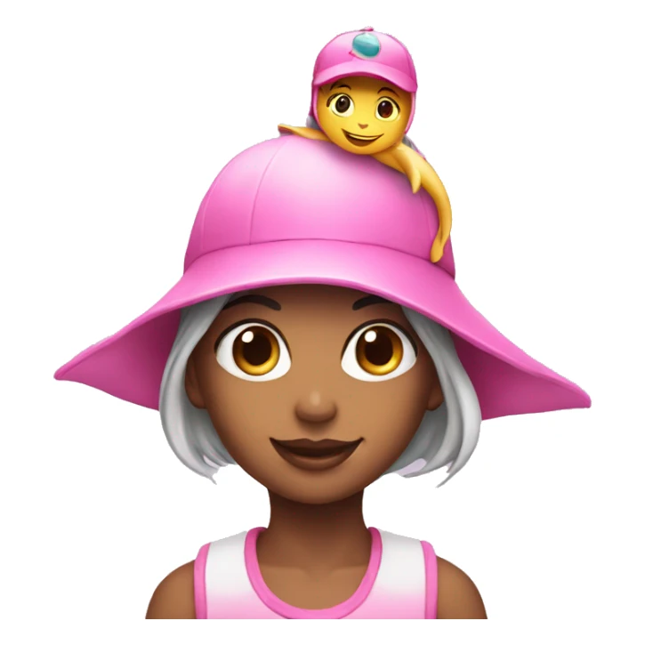 girl on a dolphin, both wearing a pink hat sticker