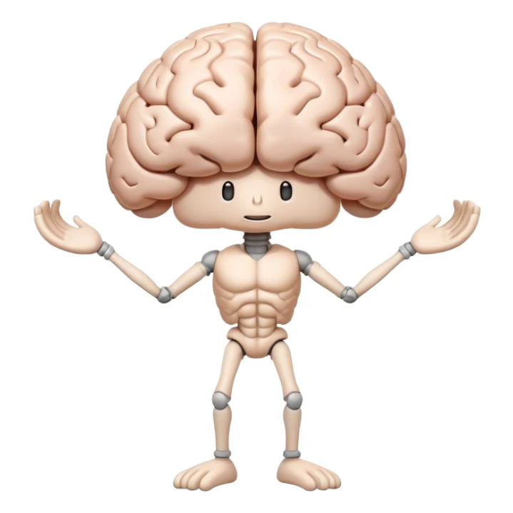 humanoid brain character with arms and legs sticker