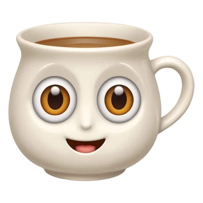 a ceramics cup with eyes and mouth sticker