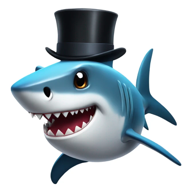 Shark with a top hat sticker