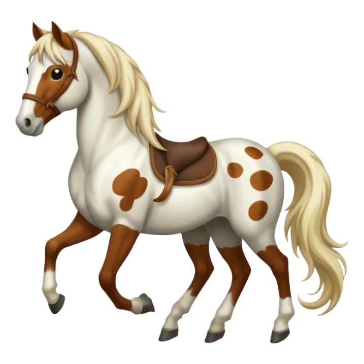 A horse in white with brown spots and a long mane sticker