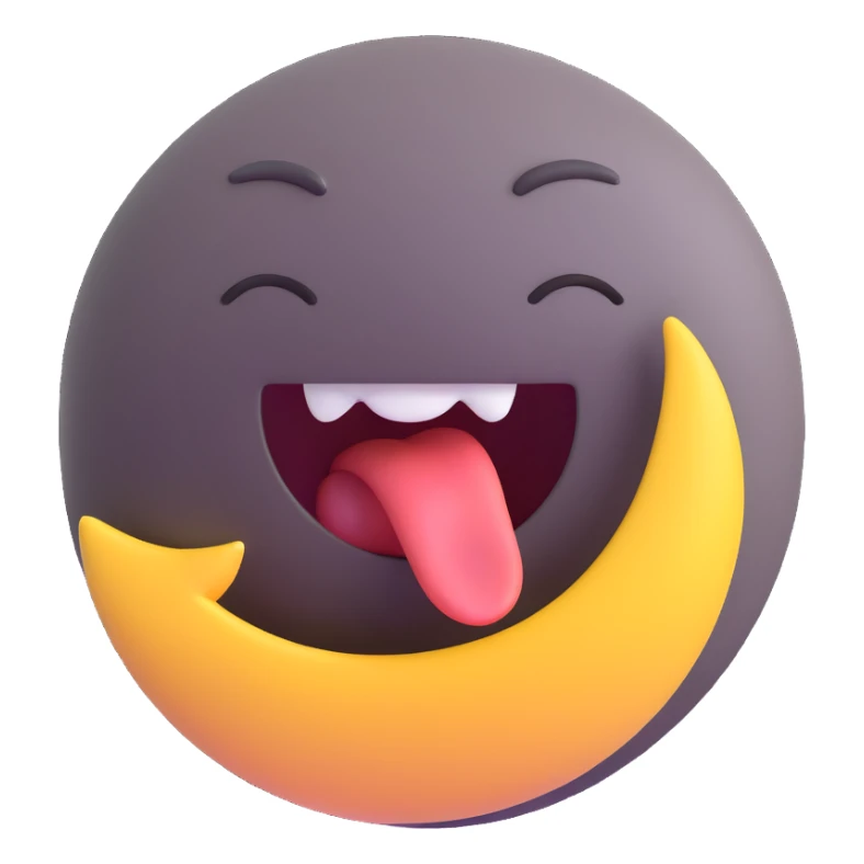 sleepy moon mouth open in a yawn 3D emoji style sticker