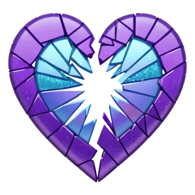 glitter cian and purple broken heart sticker