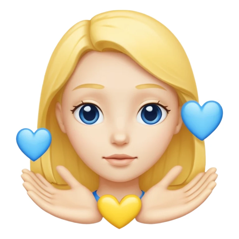 Head yellox of love with blue hearts sticker