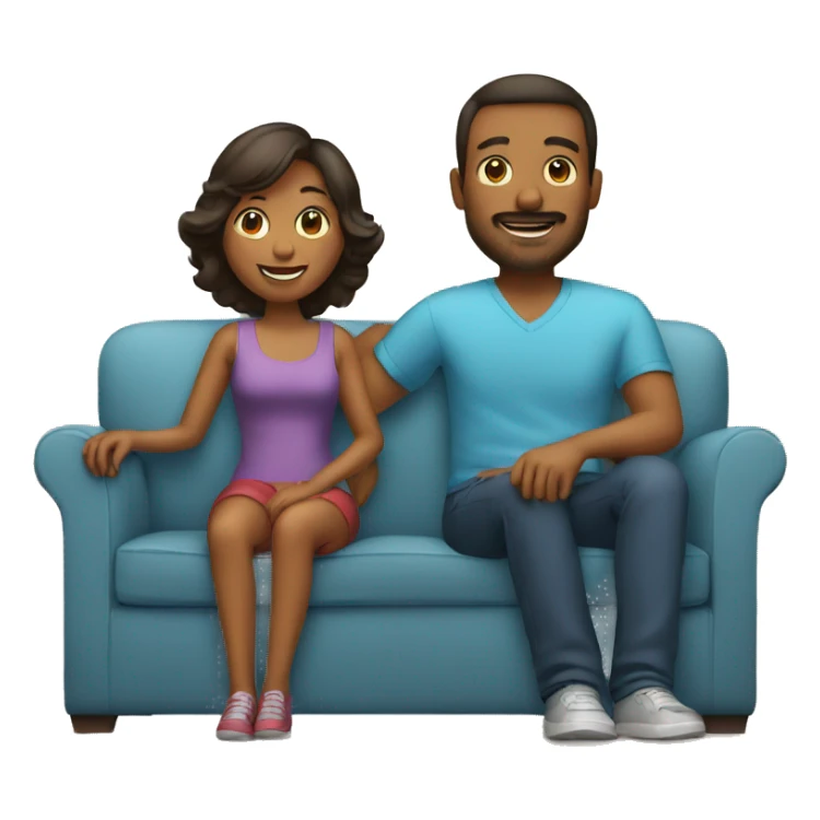 mom and dad and kid on couch sticker