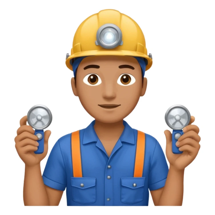 Technician + headlamp + blue jumpsuit, Repair Crew. sticker