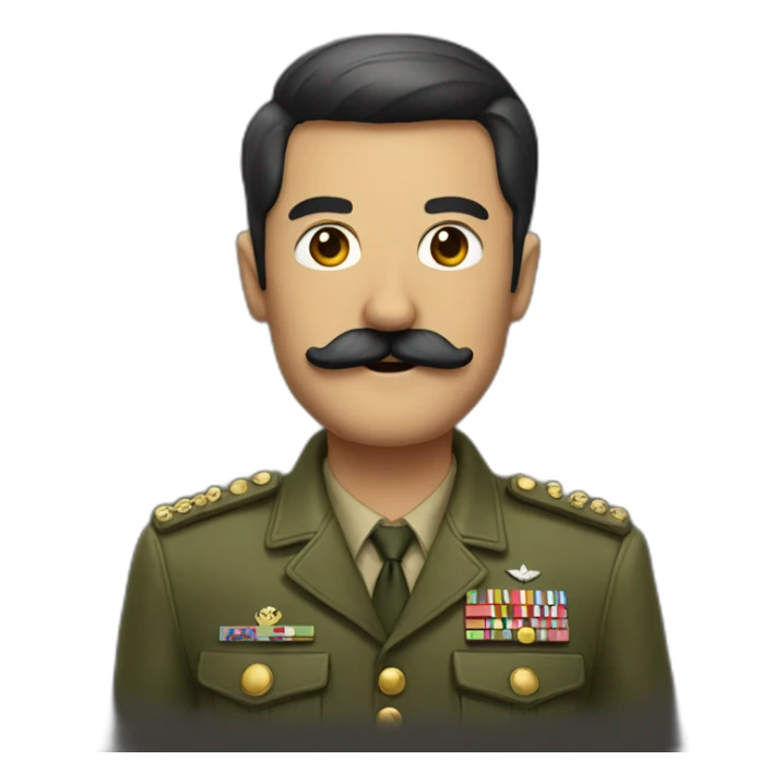 men with military jacket and a square moustache in the center sticker