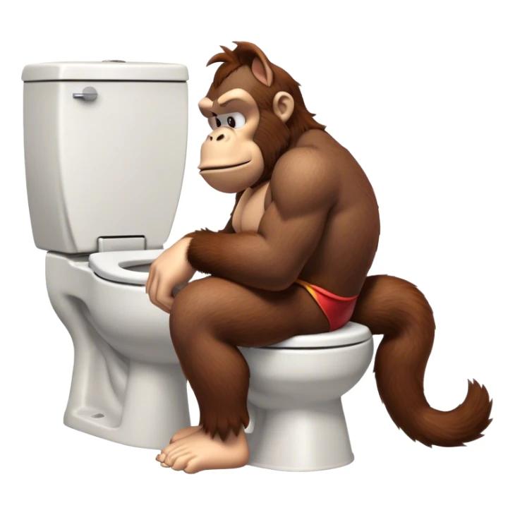 Donkey Kong sitting on toilet sad sticker