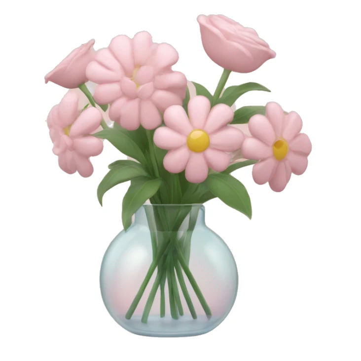 Blush and pastel pink flowers in glass vase sticker