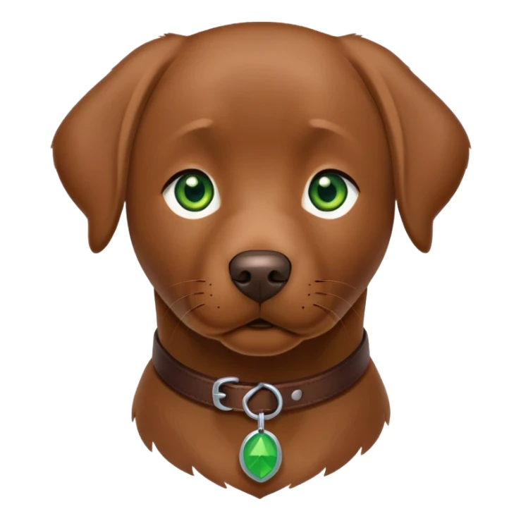 brown labrador with green eyes and brown collar sticker