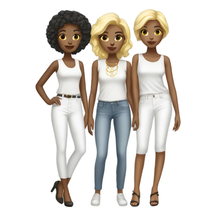 white Fashionable Girls Trio sticker