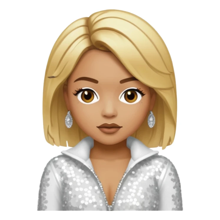 T-Boz from TLC with blonde hair, white sequin outfit sticker