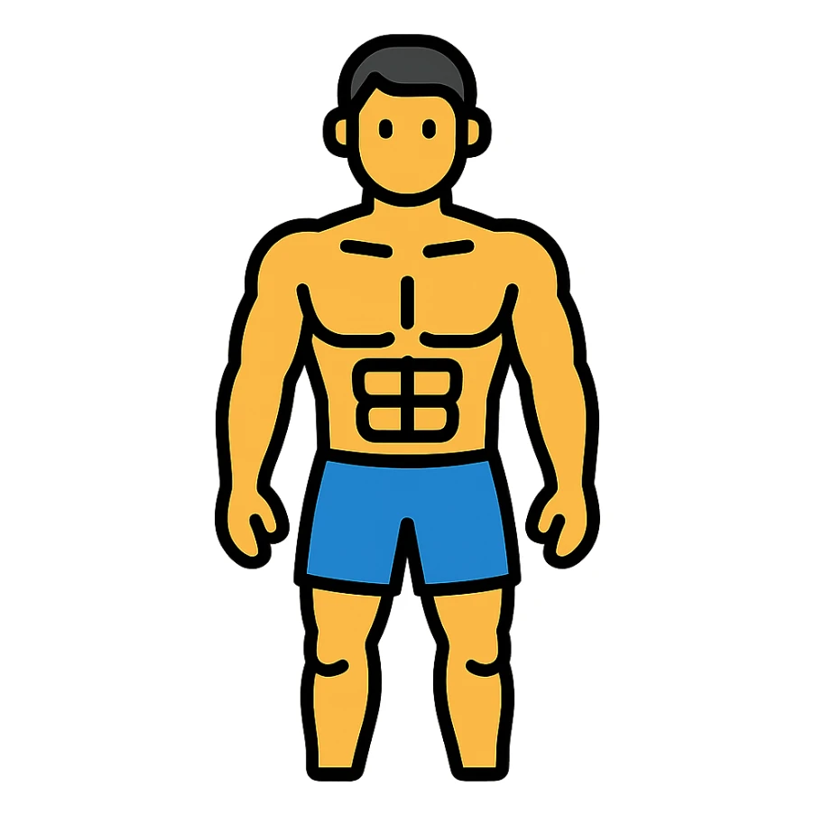 athletic muscular male body type, standing sticker