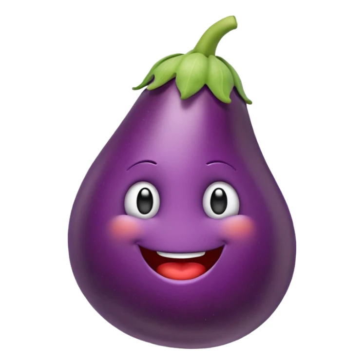cartoonish, cheeky emoji resembling a penis, using vegetables or objects for innuendo, apple emoji style sticker
