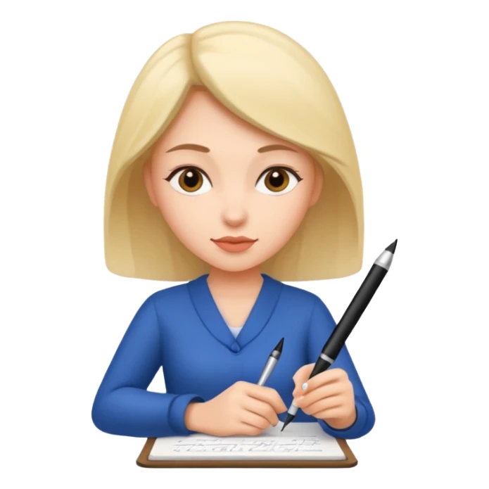 Woman writing with a pen on paper sticker
