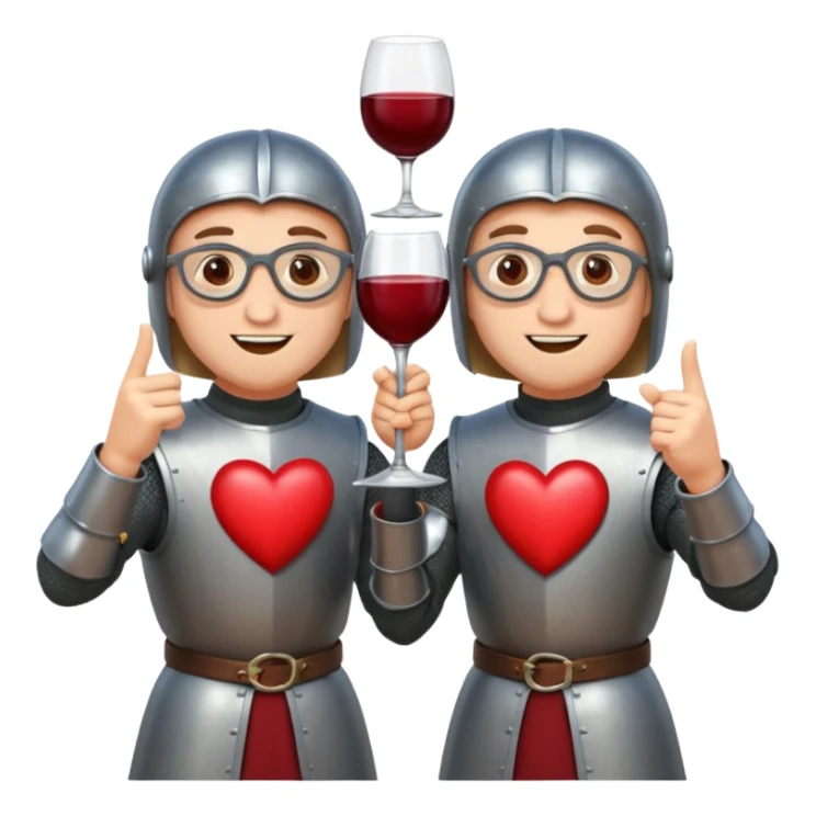 Two medieval knights cheer-sing heart shaped glasses of wine  sticker