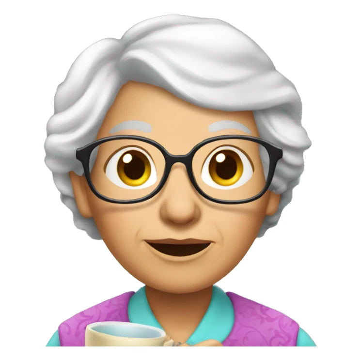 Grandma holding a cup of tea sticker