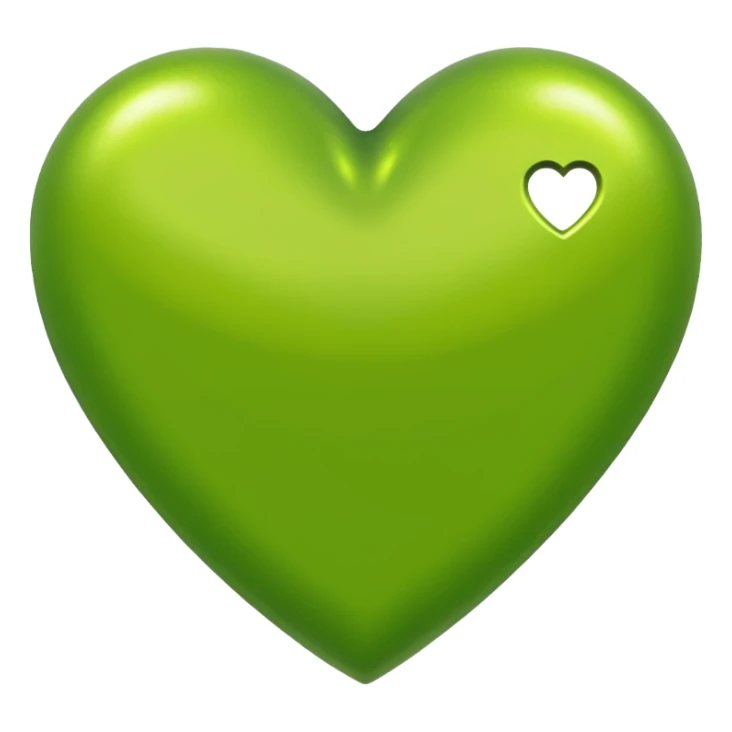 lime green heart with a metallic finish sticker