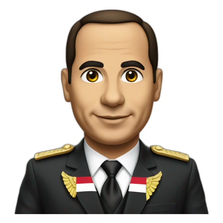 Egyptian President Al Sisi in a suit with egyptian flag sticker